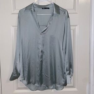 Light Blue Zara Button Up Blouse